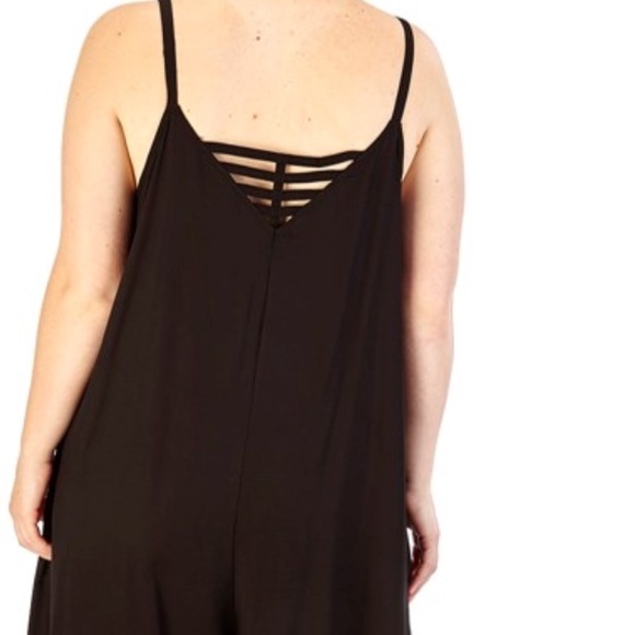 NEW•1X-2X•Chic Black Strappy Back Jumpsuit - Picture 2 of 15